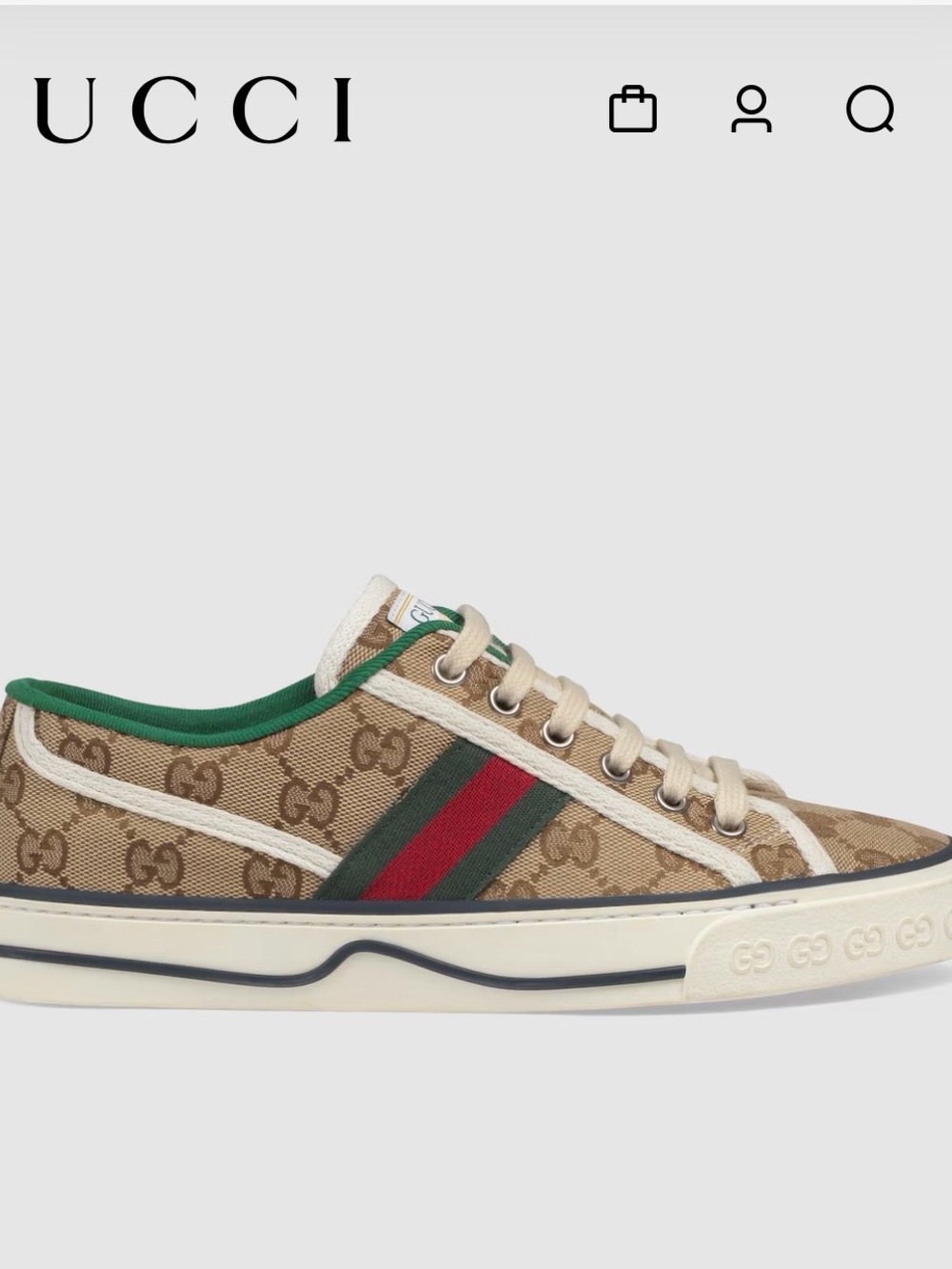 Gucci women’s tennis 1977 GG Canvas Low-Top Sneaker with Green & Red Web